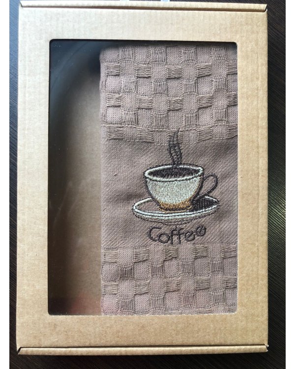 Полотенце вафельное 40*60, коричневое, в упаковке