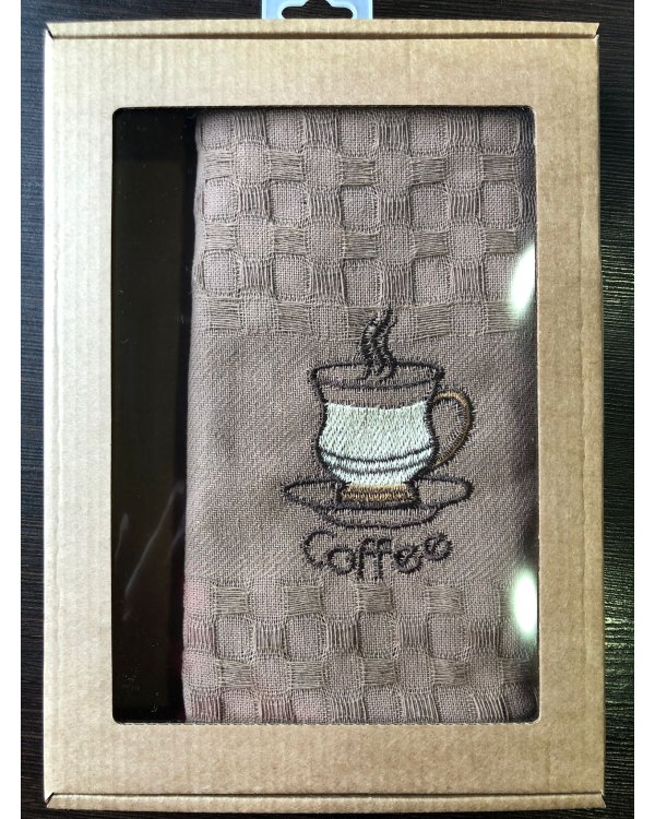 Полотенце вафельное 40*60, коричневое, в упаковке