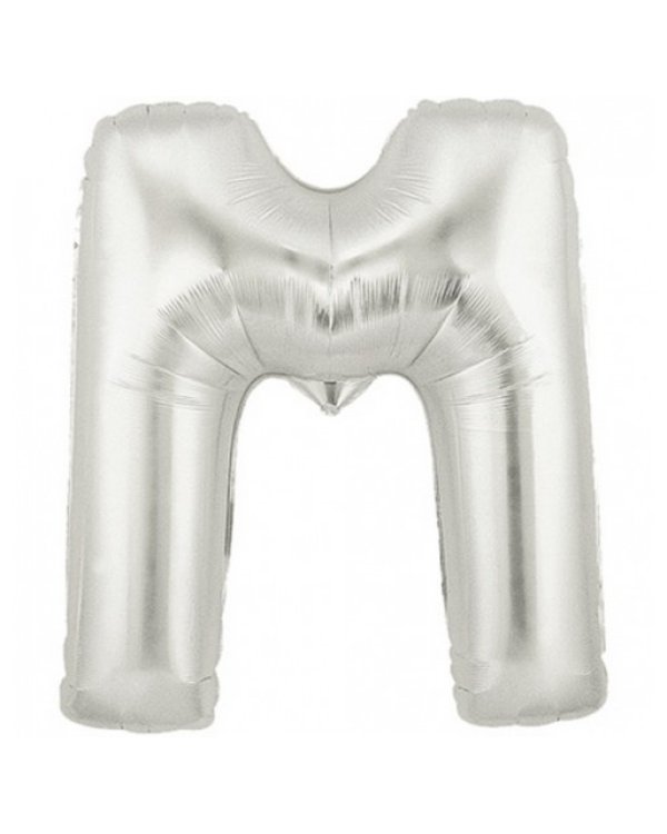 Шарик воздушный буква m цвет серебряный