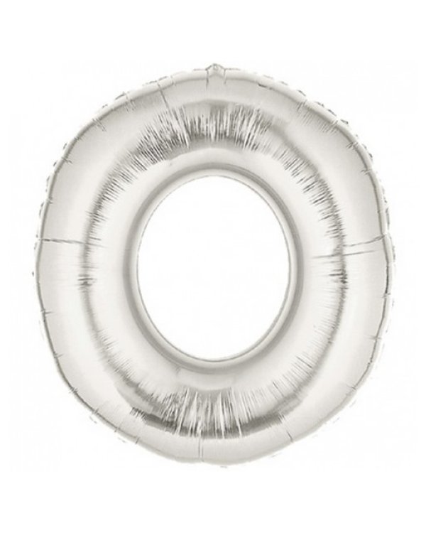 Шарик воздушный буква o цвет серебряный