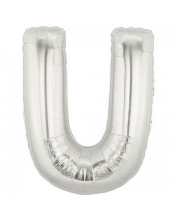 Шарик воздушный буква u цвет серебряный