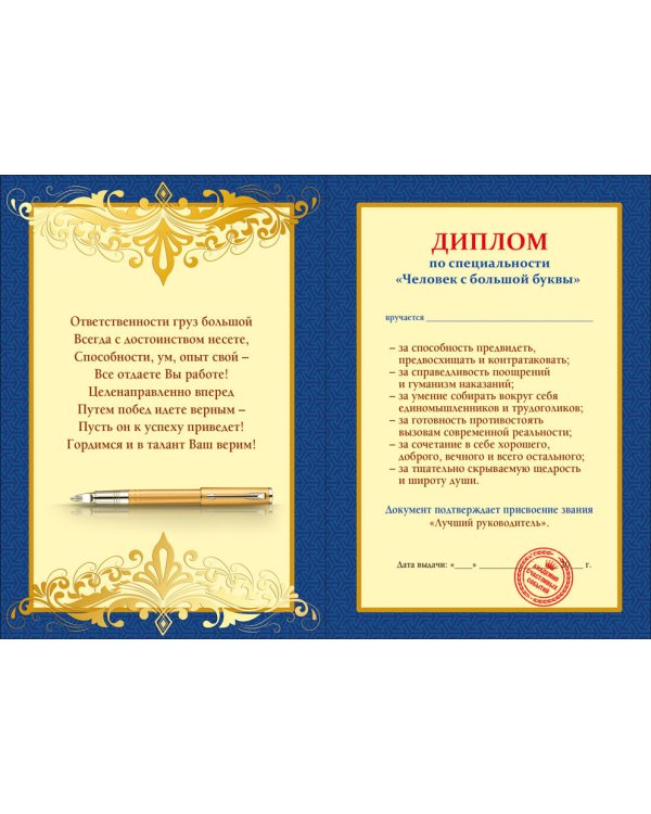 Диплом лучшего руководителя