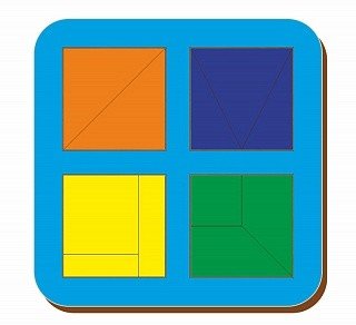 Рамка-вкладыш "Сложи квадрат. 4 квадрата. Уровень 1"