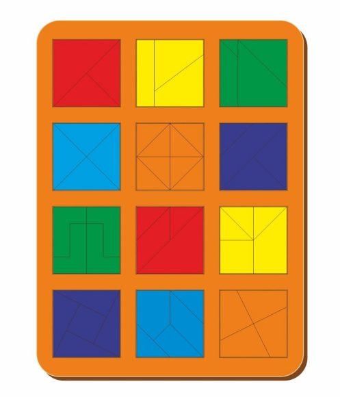 Рамка-вкладыш "Сложи квадрат. 12 квадратов. Уровень 2"