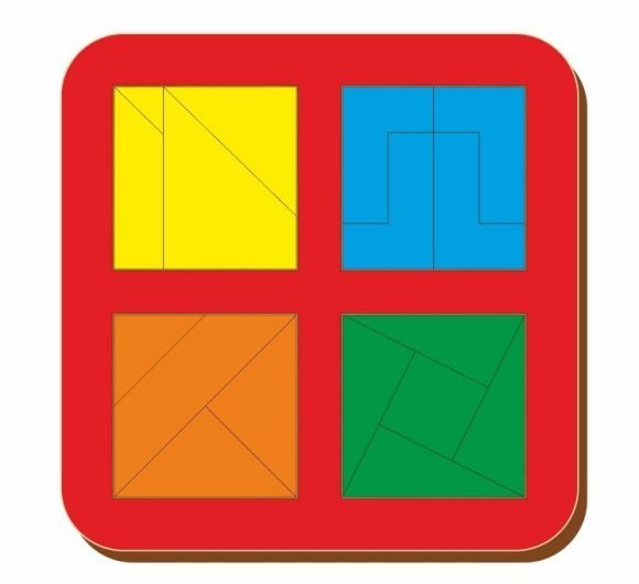 Рамка вкладыш "Сложи квадрат. 4 квадрата. Уровень 3"