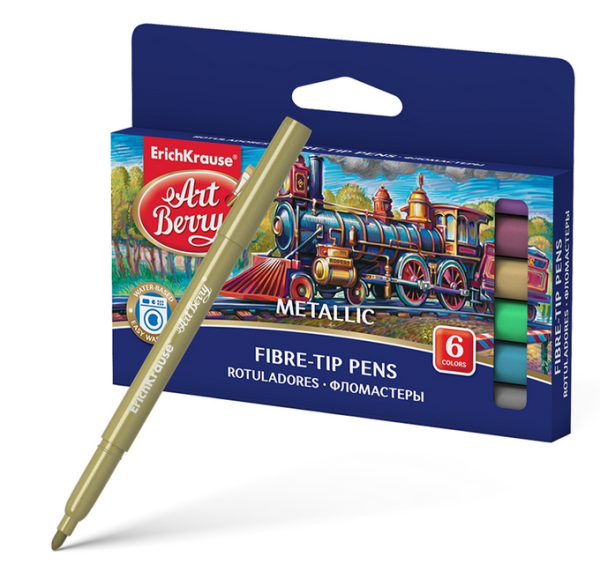 Фломастеры ArtBerry "Metallic Easy Washable", 6 цветов