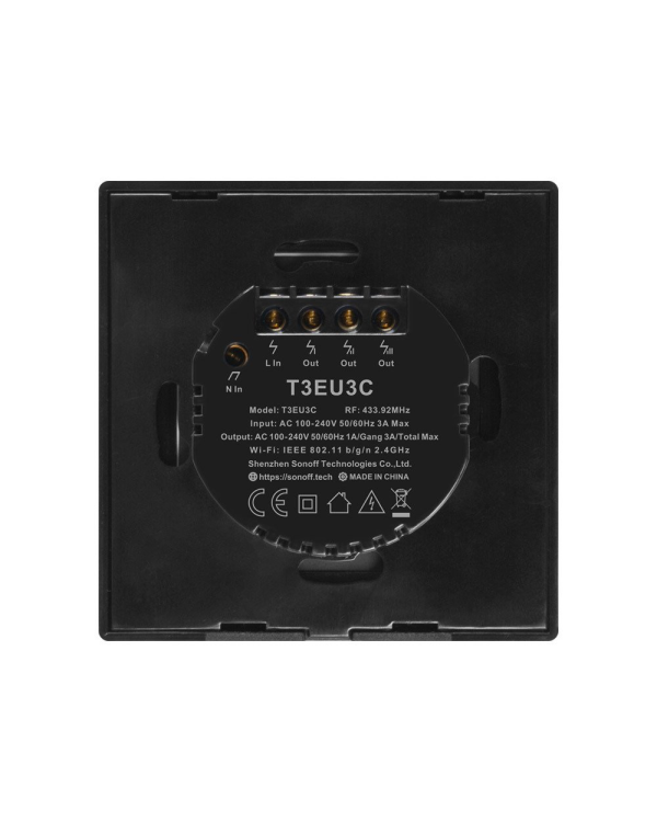 Умный выключатель WiFi + RF 433 Sonoff T3 EU TX (3-канала)
