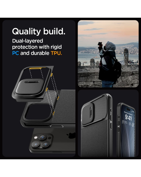 SPIGEN OPTIK ARMOR MAGSAFE IPHONE 15 PRO ЧЕРНЫЙ