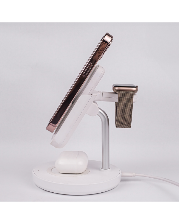 Forever MACS-100 magnetic wireless charging station with power bank white 5in1