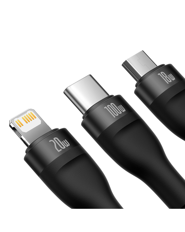 Baseus Flash Series II USB Type C | USB Type A cable - USB Type C | Lightning | micro USB 100 W 1.5 m black (CASS030201)