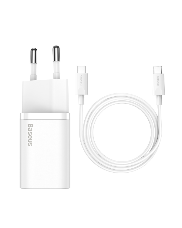 Baseus Super Si Quick Charger 1C 25W с кабелем USB-C для USB-C 1м (белый)