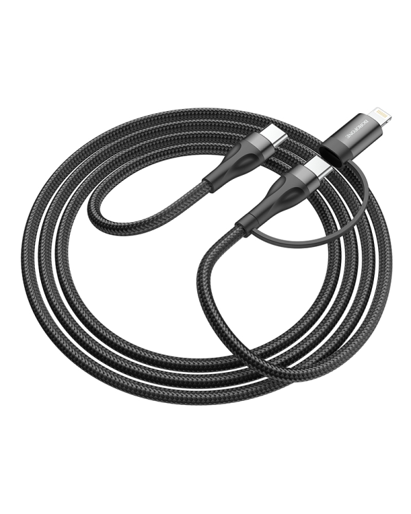 Borofone Cable BX61 Source 2 in 1 - Type C to Type C + Lightning - PD 20W|60W 3A 1 metre black