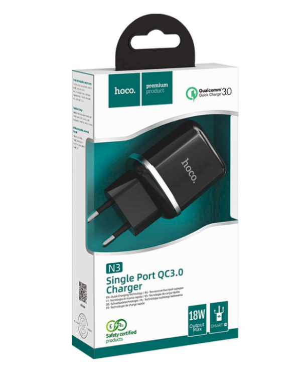 Hoco N3 сетевое зарядное устройство USB / 18W / 3A / Quick Charge 3.0 / черное