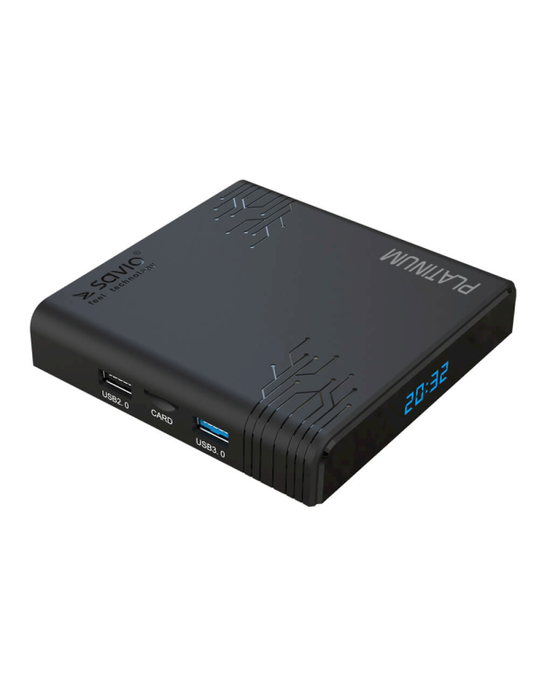 Savio TB-P02 Приставка для TV Android 9.0 / 8K / Wi-Fi / 4GB / 32GB / 4 x 1.9 Ghz / H.265 / HDMI v2.1 / USB 3.0 / Micro SD