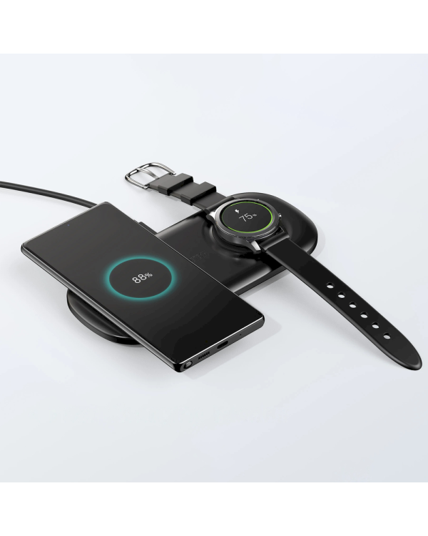 Choetech Qi 15w wireless charger for phone headphones and Samsung Galaxy Watch black (T570-S)