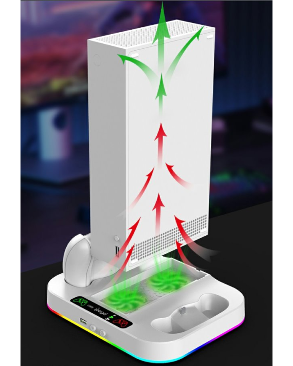 iPega XBS012S Multifunctional Charging and Cooling RGB Stand for Xbox Series S + 2pcs Batteries (Damaged Package)