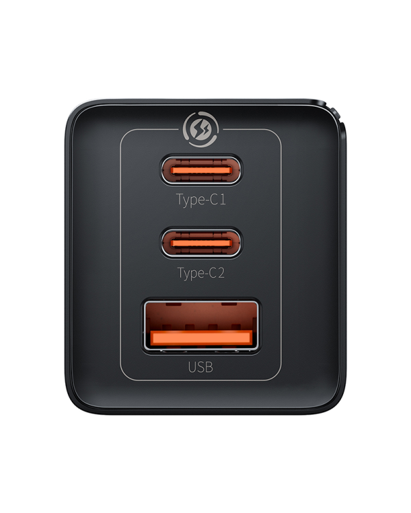 Настенное зарядное устройство Baseus GaN5 Pro 2xUSB-C + USB, 65 Вт (черный)