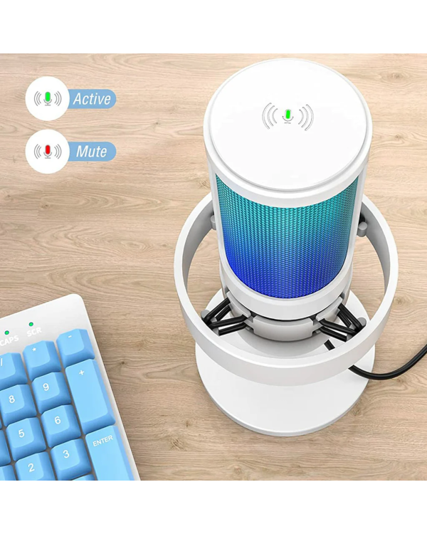 Микрофон Fifine AmpliGame A8 RGB для игр | подкасты | потоки | штатив | белый