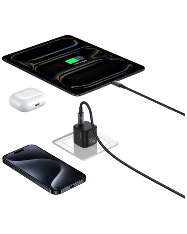 Зарядное устройство USAMS JO Series CC262 30W | USB-C | USB-C to Lightning Cable | 1m | white