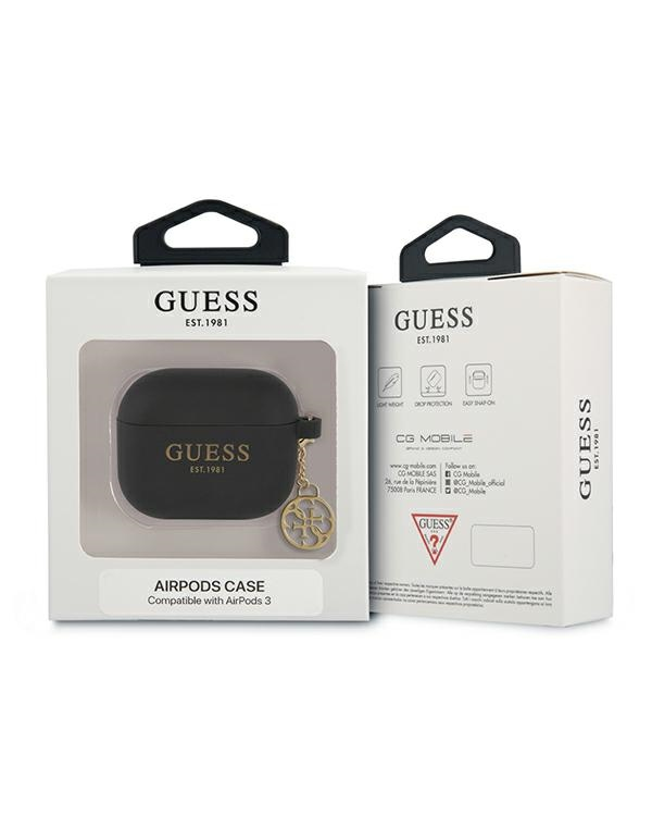 GUA3LSC4EK Guess 4G Charm Силиконовый чехол для наушников Apple Airpods 3 черный