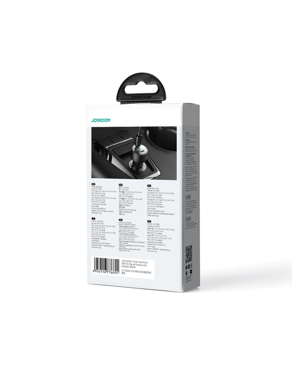 Car charger with voltmeter 53W (USB C, USB) Joyroom JR-CCD01 black