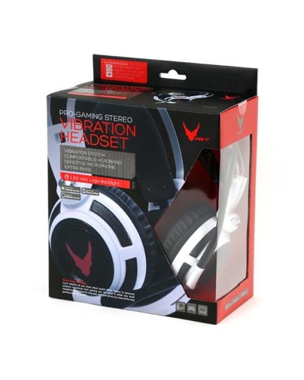 Varr OVH4055W Pro Игровые наушники Стерео с ВИБРАЦИЕЙи Микрофоном 3.5mm Audio вход  / LED / белый