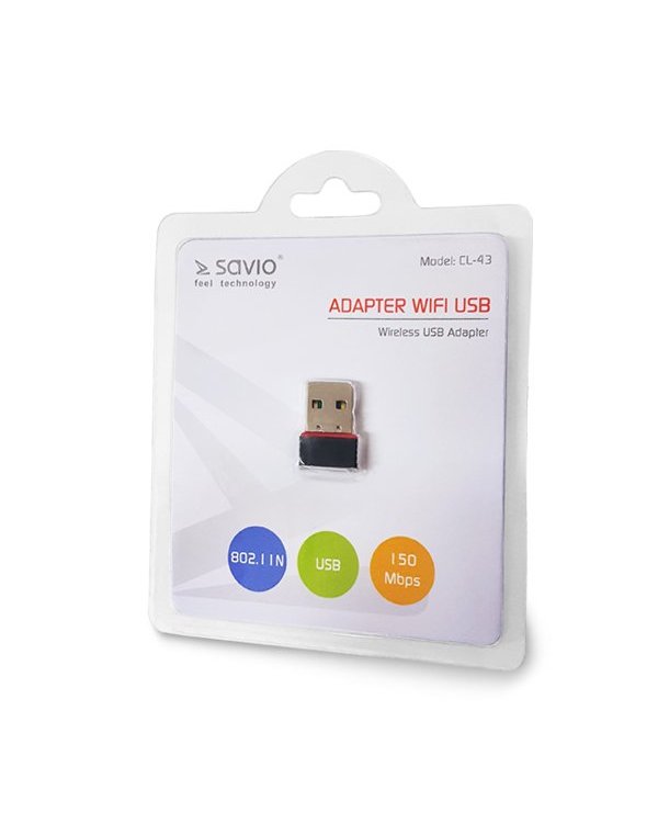 Savio CL-43 Беспроводной Wi-Fi Адаптер (USB 2.0, Wireless, 150Mbps, IEEE 802.11b/g/n)