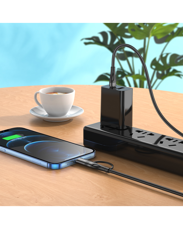 Borofone Cable BX61 Source 2 in 1 - Type C to Type C + Lightning - PD 20W|60W 3A 1 metre black