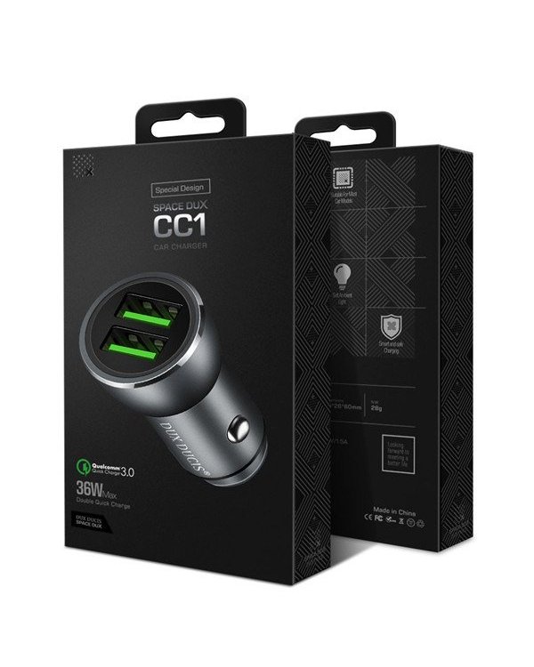 Dux Ducis CC1 Quick Charge 3.0 Автомобильная Зарядка Черная (EU Blister)