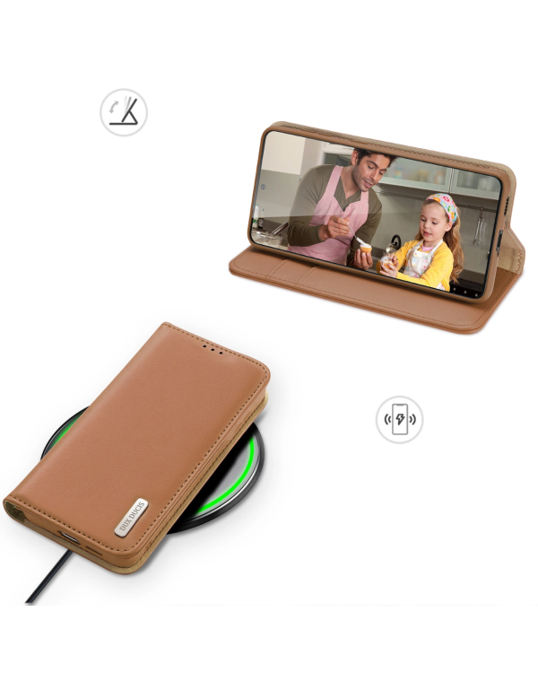 Dux Ducis Hivo case Samsung Galaxy S23+ flip cover wallet stand RFID blocking brown