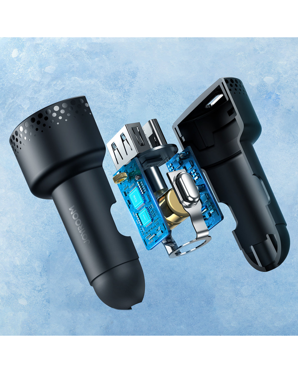 Car charger with voltmeter 53W (USB C, USB) Joyroom JR-CCD01 black