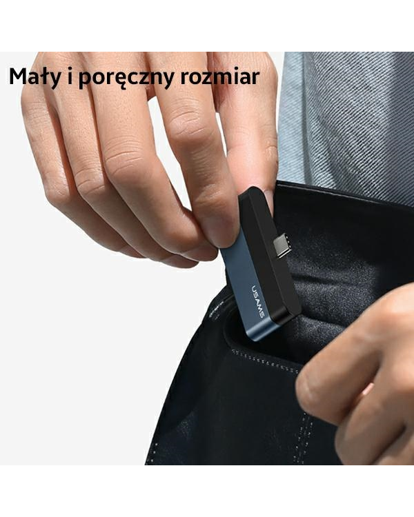 USAMS Adapter HUB USB 3.0|USB-C|Micro SD szary|grey SJ491HUB01 (US-SJ491)