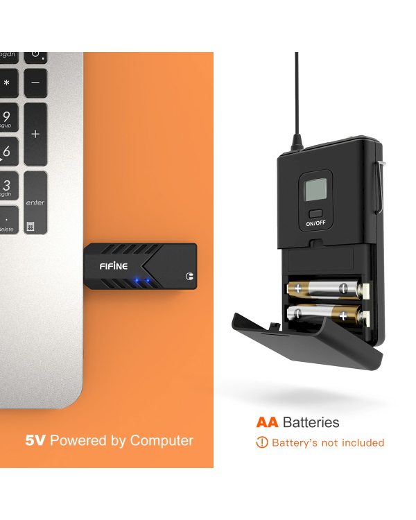 Беспроводной микрофон Fifine K031B для блогов / подкастов / стримов / телефонов / ПК черный