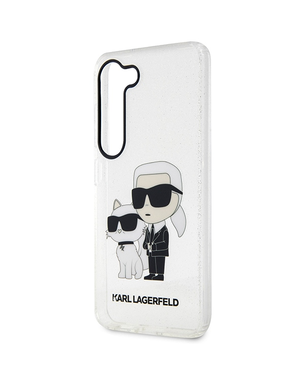 Karl Lagerfeld IML Glitter Karl and Choupette NFT Case for Samsung Galaxy S23+ Transparent