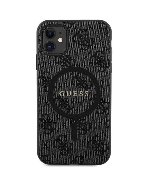 Guess GUHMN61G4GFRK iPhone 11 6.1" | Xr black|black hardcase 4G Collection Leather Metal Logo MagSafe