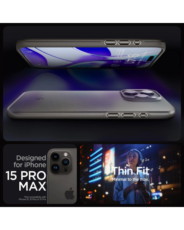Spigen Thin Fit, gunmetal - iPhone 15 Pro Max