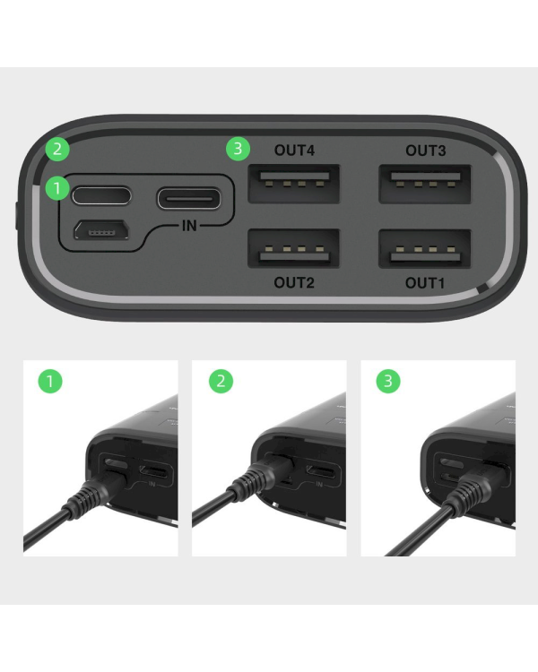 Dudao power bank 4x USB 30000mAh with LCD 4A black (K8Max black)