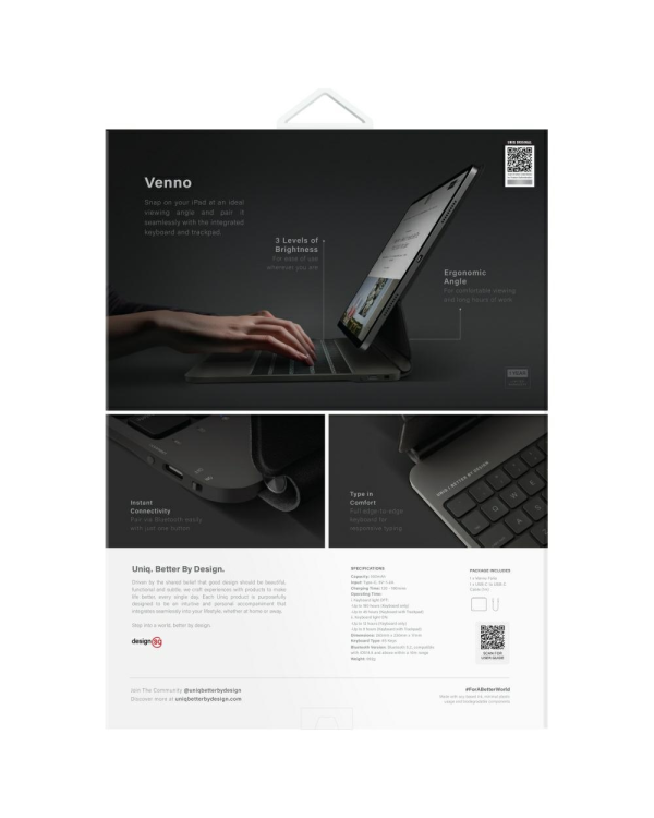 Чехол UNIQ Venno Pro Magnetic Smart с клавиатурой для iPad Pro 13" M4 (2024) черный