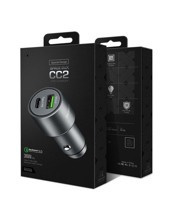 Dux Ducis CC2 Quick Charge 3.0 Автомобильная Зарядка Черная (EU Blister)