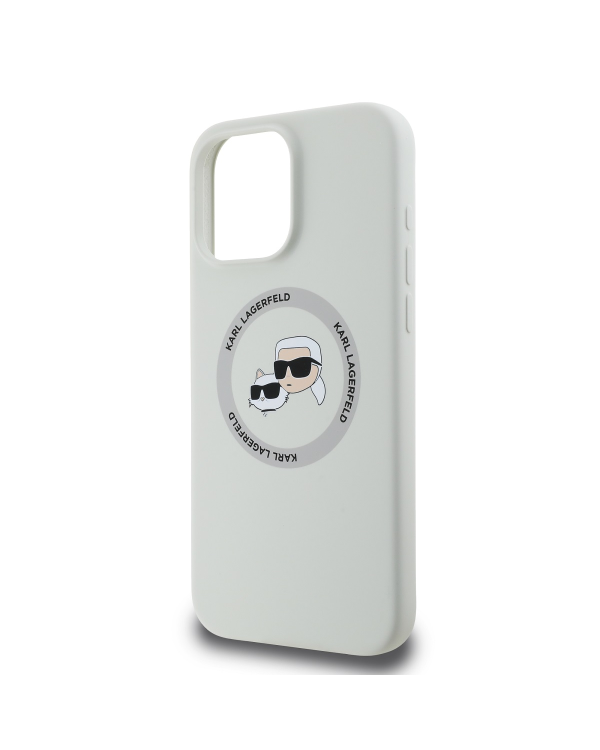 Karl Lagerfeld Liquid Silicone K&CH Heads MagSafe Case for iPhone 16 Pro Beige