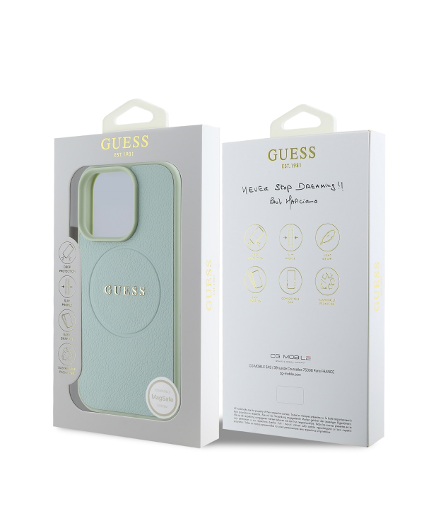Guess PU Grained Classic Logo MagSafe Case для iPhone 16 Pro Green