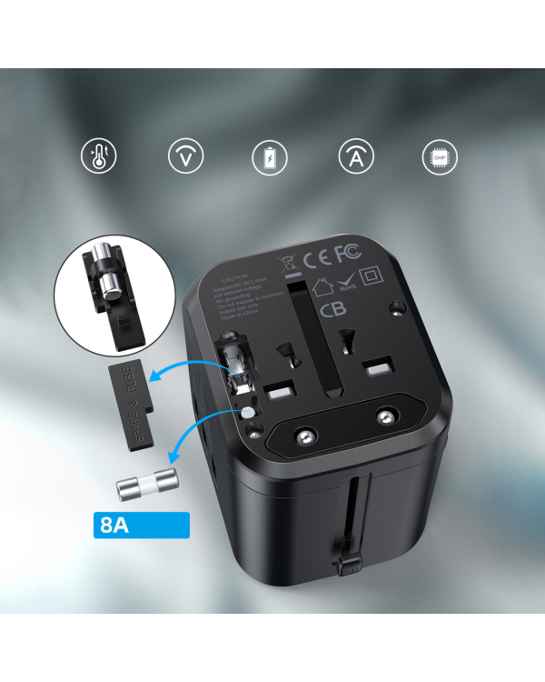 Choetech Fast Universal GaN USB Travel Charger Type C | 3 x USB-A 30W Power Delivery Black (PD5008-BK)