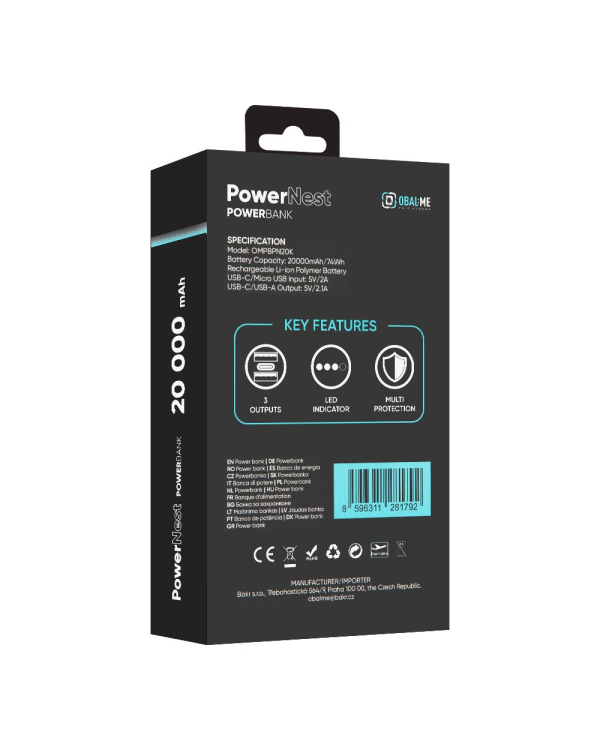 OBAL:ME PowerNest Powerbank 20000mAh Black