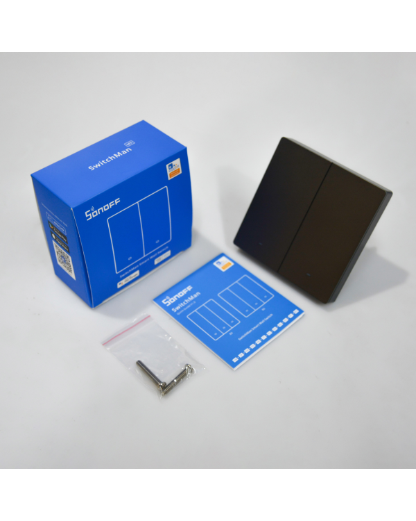 Sonoff умный 2-канальный Wi-Fi настенный выключатель черный (M5-2C-86)