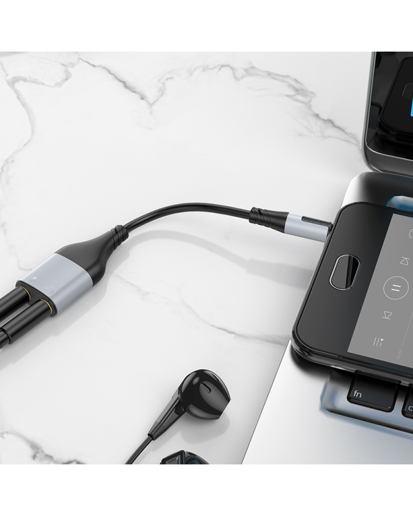 Borofone Cable BL19 Creator 2 in 1 - jack 3,5mm male to 2xjack 3,5mm female - 15 cm black