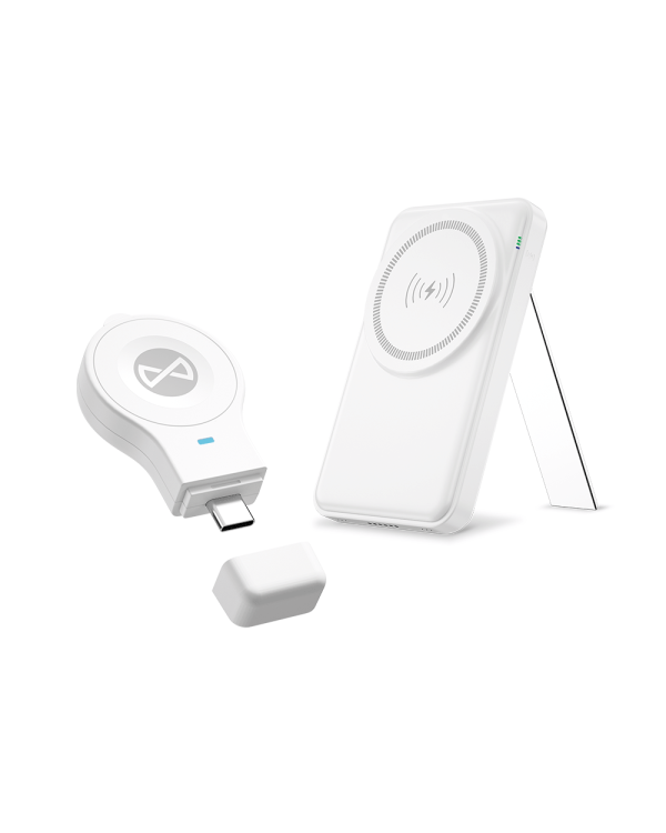 Forever MACS-100 magnetic wireless charging station with power bank white 5in1