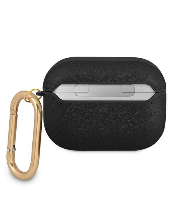 Guess case for AirPods Pro GUAPSASMK black Saffiano Script Metal Collection