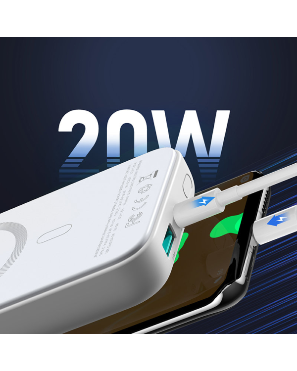 Joyroom power bank 10000mAh 20W Power Delivery Quick Charge magnetyczna wireless Qi charger 15W for iPhone MagSafe compatible black (JR-W020 black)