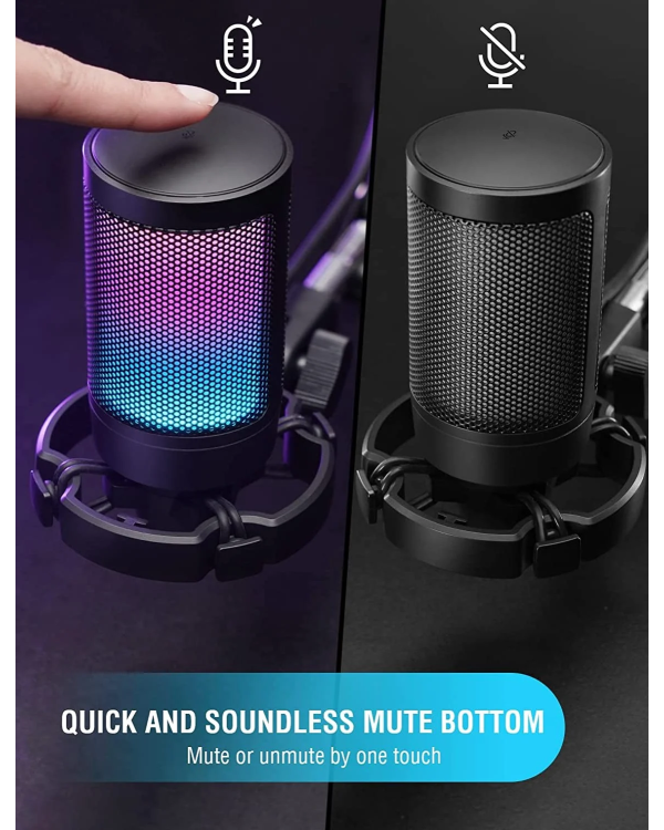 Микрофон Fifine AmpliGame A6V RGB для игр | подкасты | потоки | штатив | черный