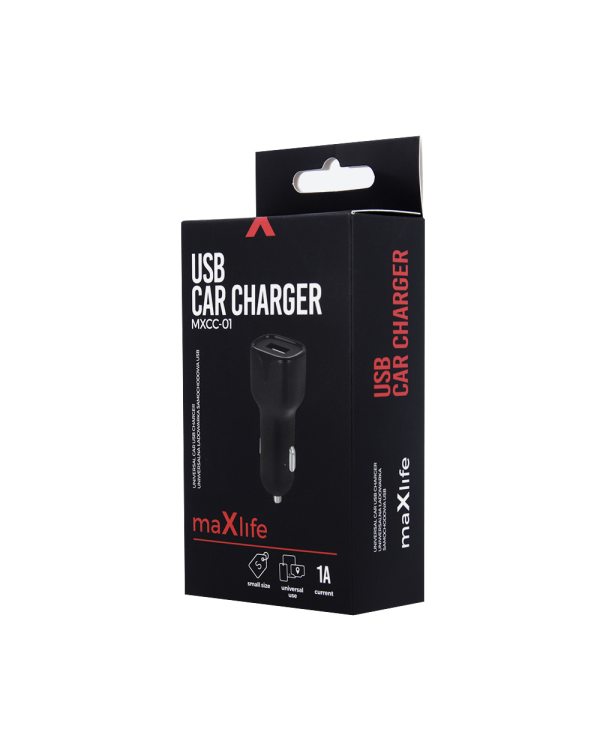 Maxlife MXCC-01 car charger 1x USB 1A black